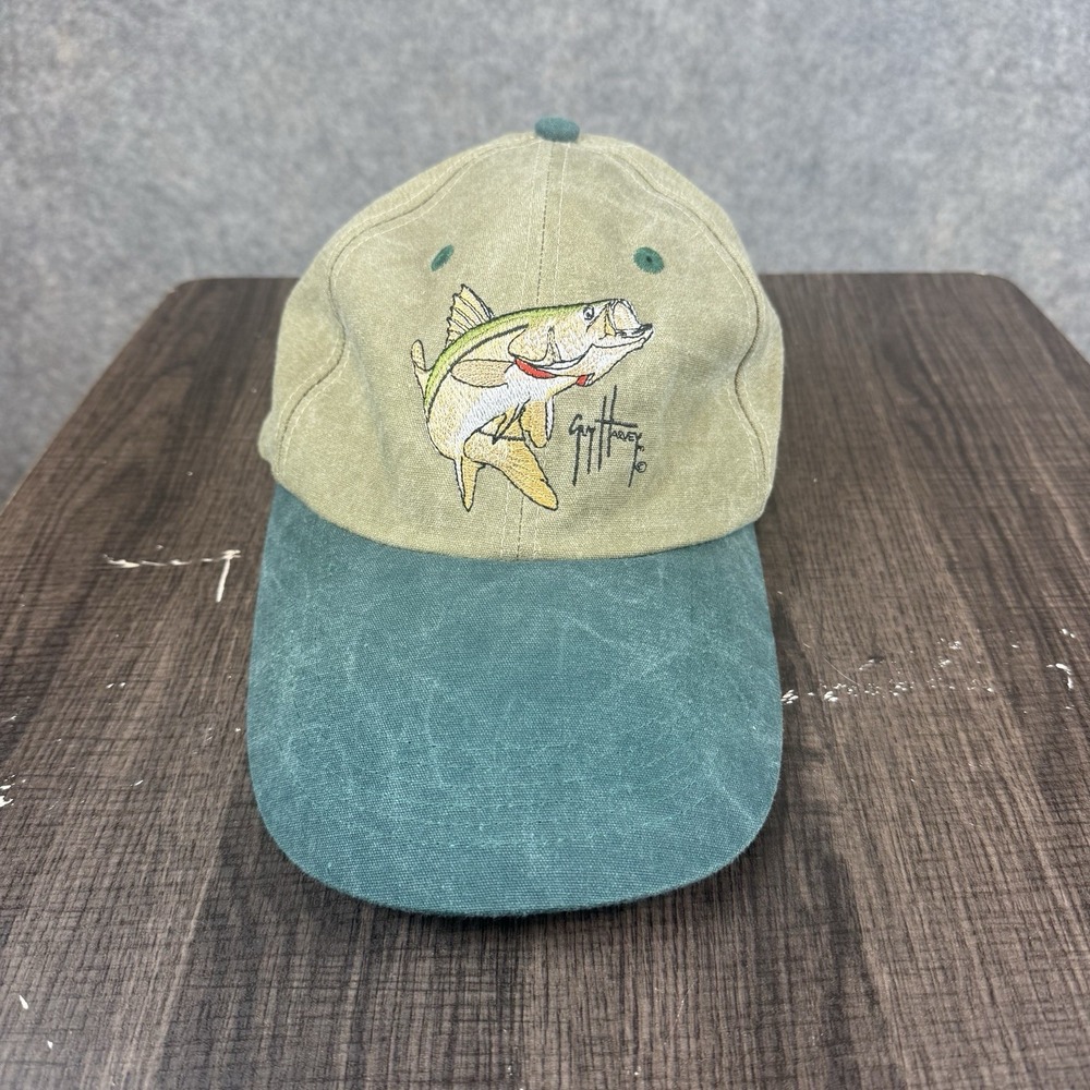 VTG Guy Harvey Hat Cap Snook Strap Back Fishing Long Bill Logo Embroidered